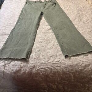 Risen Denim Women's 3XL Jeans Sage Green Zip And Button Pockets Frayed Edges